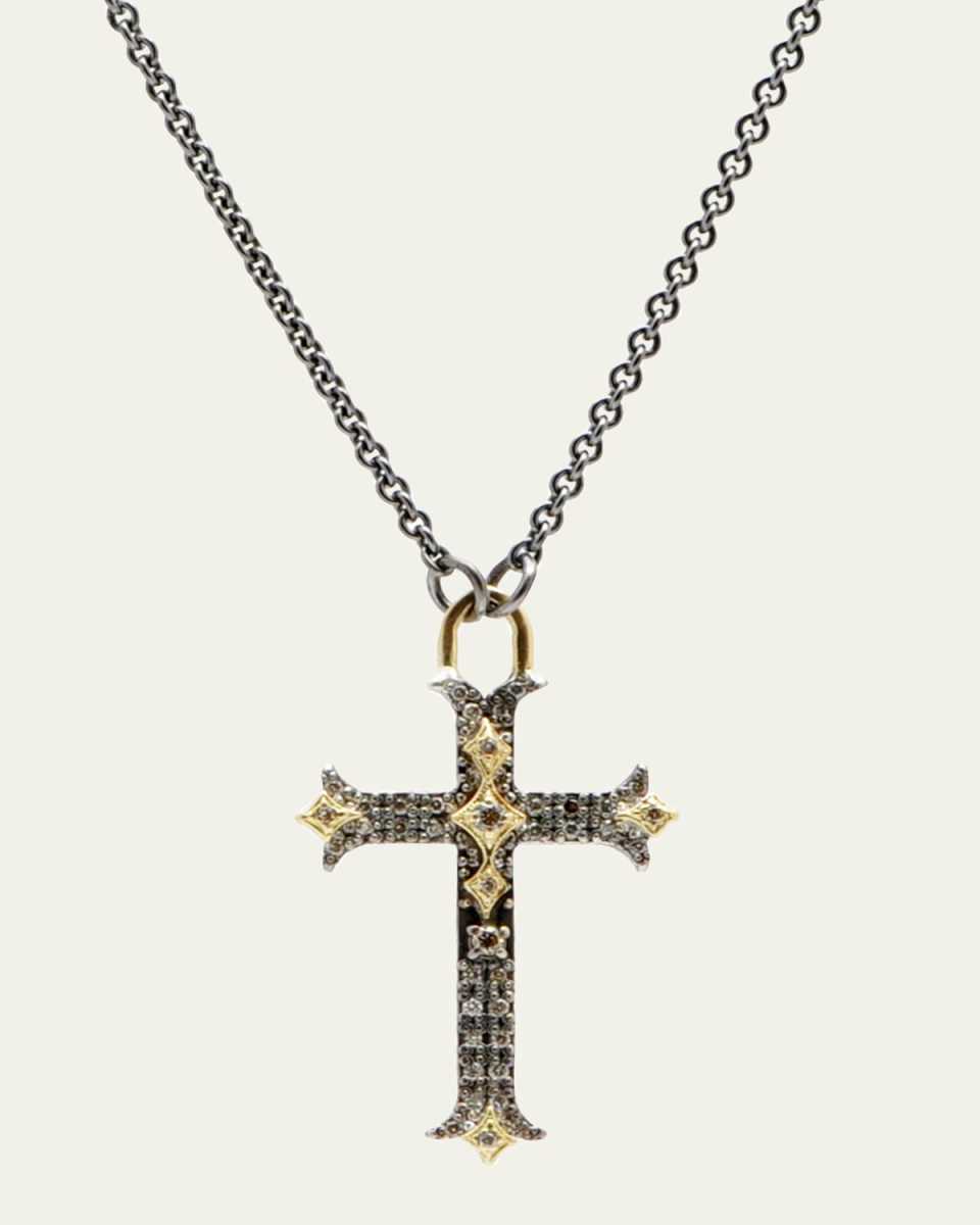 Old World Diamond Small Cross Pendant Necklace
